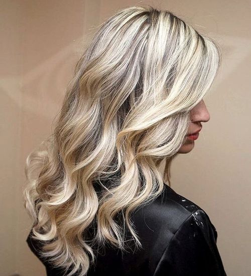 Blonde Waves with Lowlights Grey Highlights