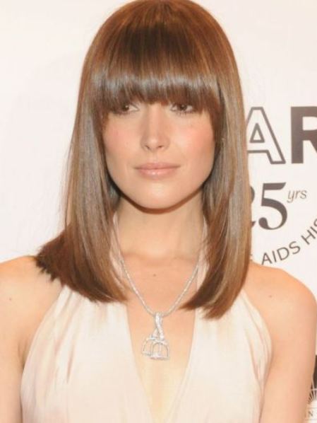 Blunt Cut with Bangs- Long bob with bangs