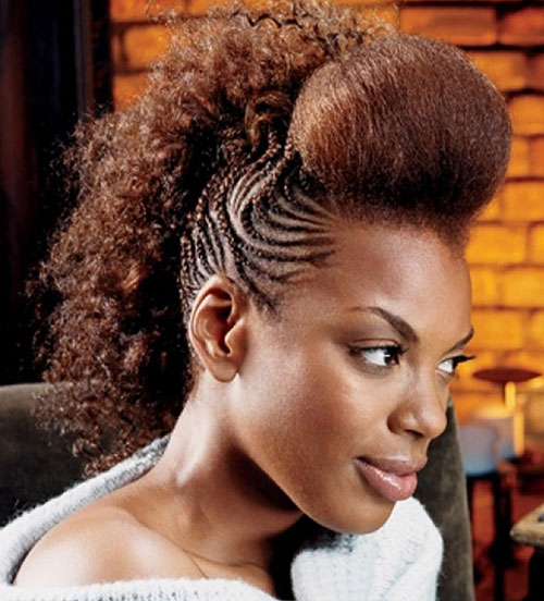 Braids and Curly Natural Hair Mohawk Hairstyles