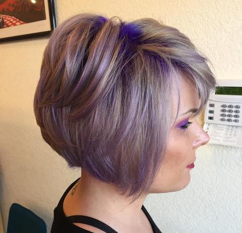 Bright Purple highlights with Ashy Brown Purple Highlights
