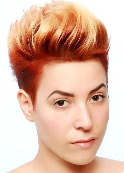 Burgundy Hair with Copper Highlights-Highlights Short Hair