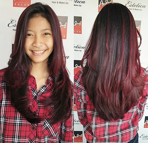 Burgundy Ombre Ombre Straight Hair