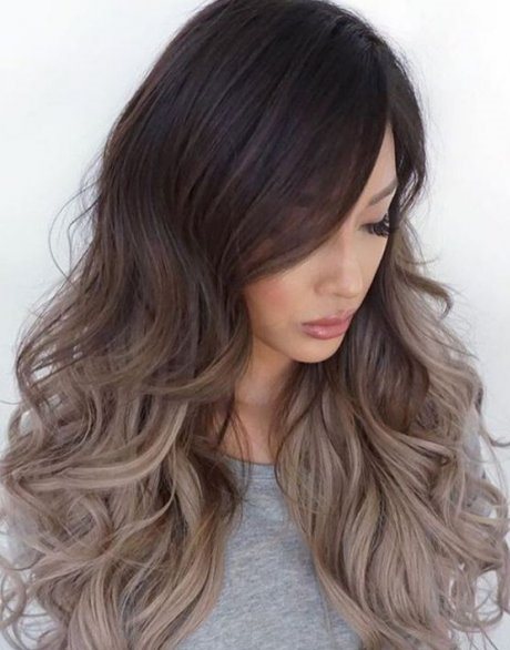 Straight Brown-Silver Ombre Hair- Ideas for ash blonde and silver ombre hair