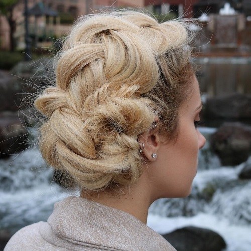 Chunky Braid Updo for Straight Hair Hairstyles for Straight Hair