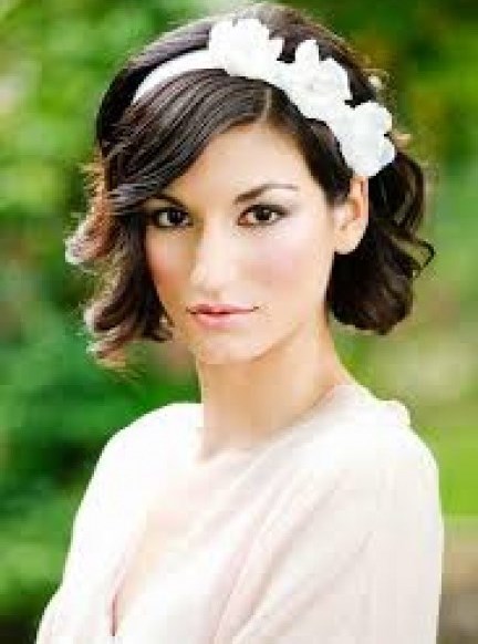 Curly Hairstyle with Headband- Wedding hairstyles for short hair