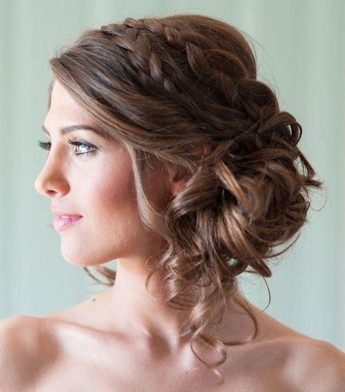 Double Braid with Low Bun Medium Curly Hairstyles