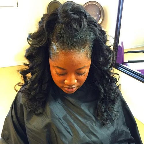 Half Up, Half Down Sew In Hairstyles