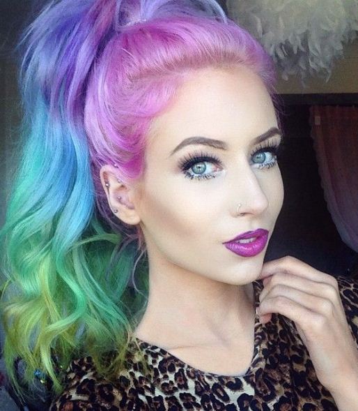 High Colorful Ponytail- Hairstyles for Girls