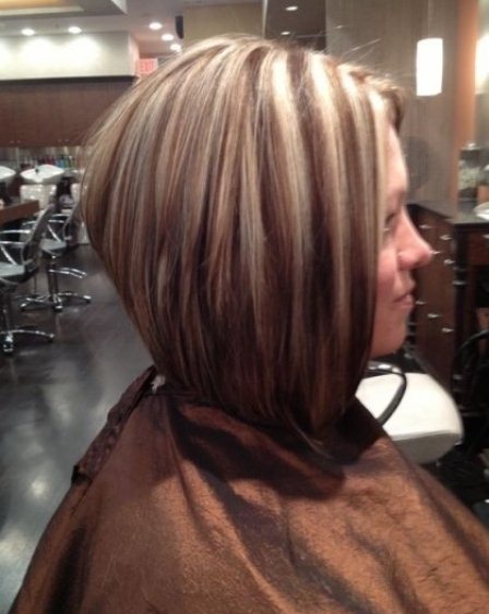 High-Low Angled Bob with Highlights-Angled Bob Haircuts