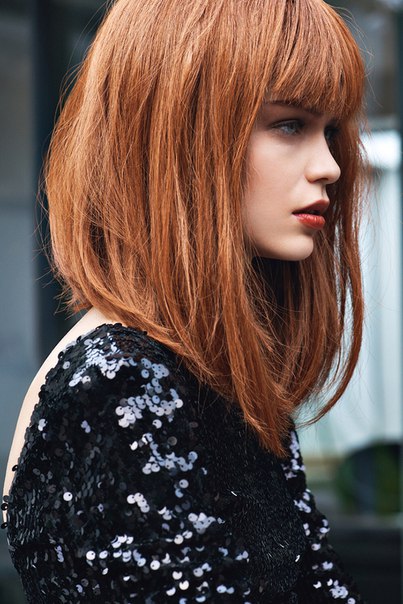Inverted Bob with Ombre-Long bob with Bangs