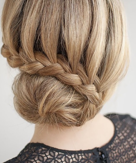 Low Braided Bun- Elegant hairstyles for thick hair