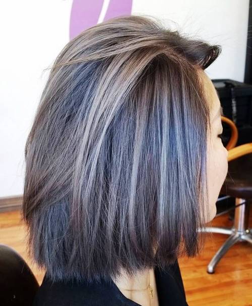 Multi-Toned Sleek Bob Grey Highlights