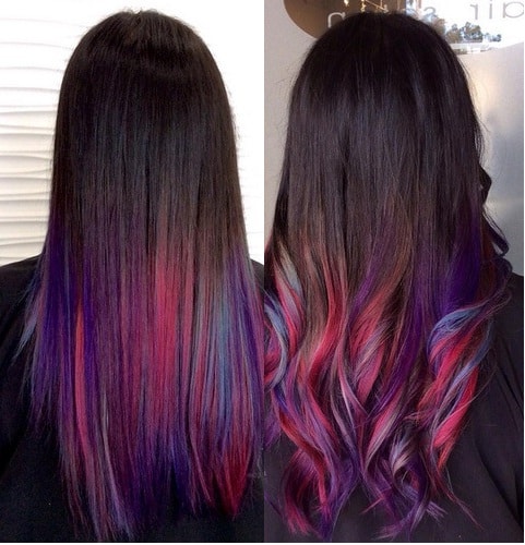 Multicolored Ombre Ombre Straight Hair