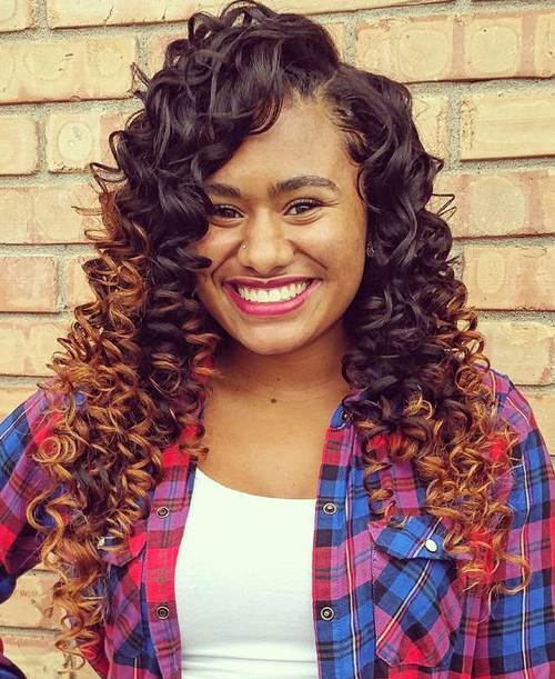 Ombre Curly Sew In Hairstyles
