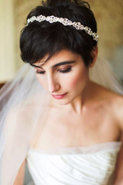 Pixie Hairstyle with Classy Headband- Wedding hairstyles for short hair