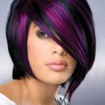 Purple Highlights with Bob-Short Hair with Highlights