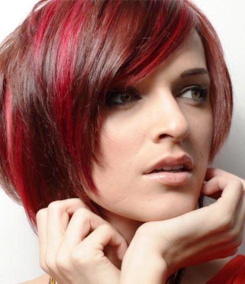 Red Angled Bob Haircuts