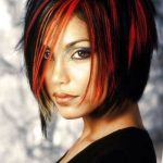 Red and Black Hairstyle-Short Hair with Highlights