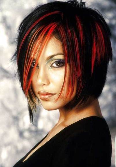 Red and Black Hairstyle-Highlights Short Hair