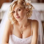Short Hairstyle with a White Flower- Wedding hairstyles for short hair