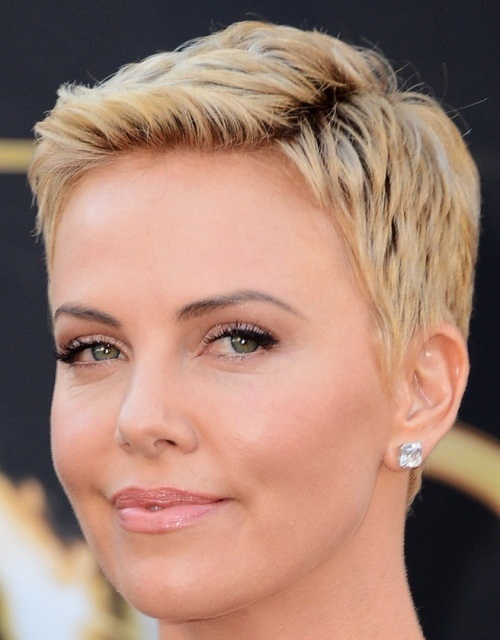 Short Platinum Pixie Cut Short Hairstyles for Round Faces