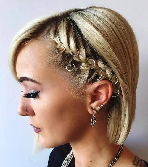 Side Braided Bob Prom Hairstyles for Short Hair