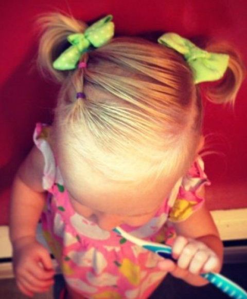 Simple Pigtails-Short Haircuts for Little Girls