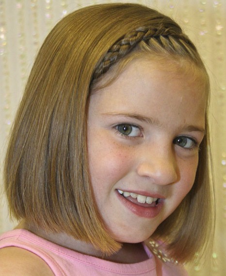 Straight Blunt Haircut with Braid-Short Haircuts for Little Girls
