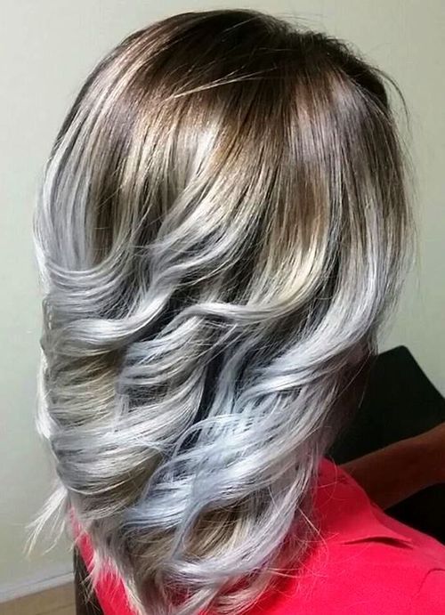 Striking Silver Curls Grey Highlights