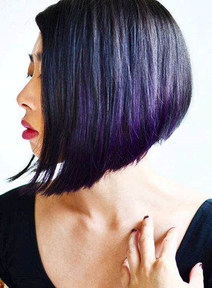 Subtle Purple Angled Bob Haircuts