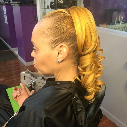 Sunny Blonde Ponytail Sew In Hairstyles