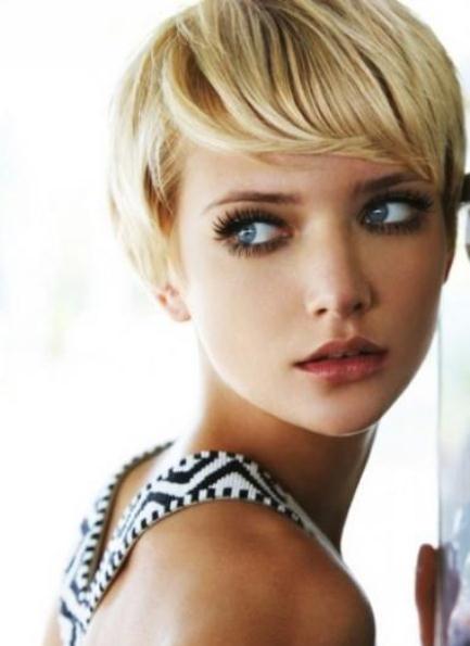 Tapered Pixie with Angled Bangs- Pixie haircuts for thick hair