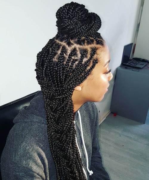 Red Ombre Box Braids