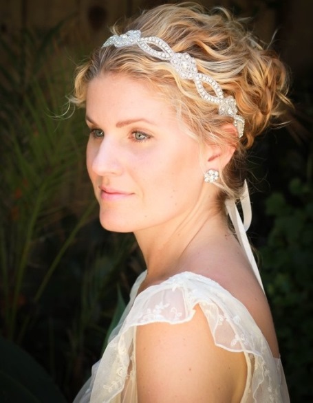 Wavy Hairstyle with Jeweled Headband- Wedding hairstyles for short hair