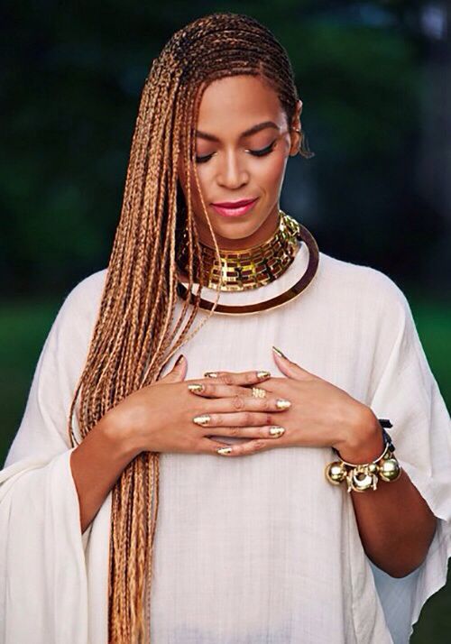 the gold corn Beyonce rocking box braid