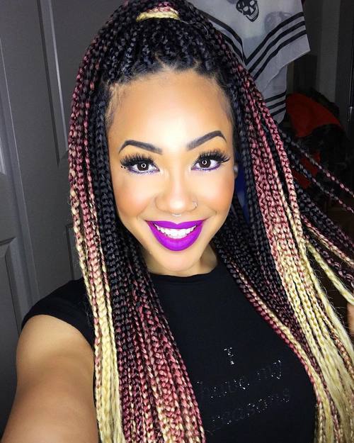 vibrant colored easy to do long box braids