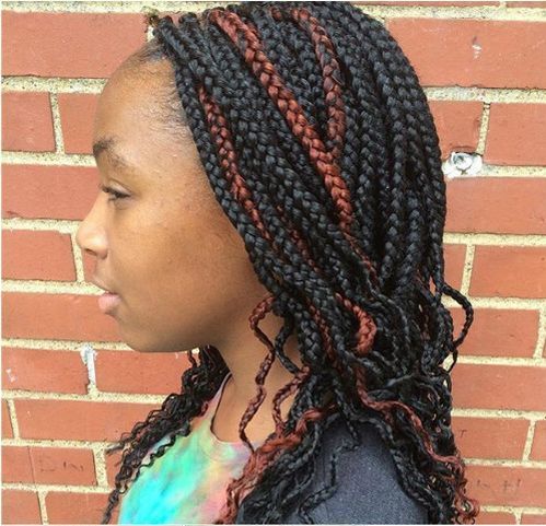 curled Box braids updo hairstyles