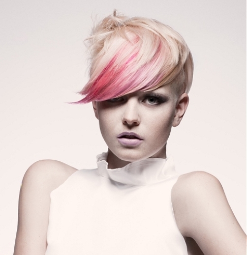 Pink Highlight for Pixie Haircut with Bangs-Highlights Short Hair