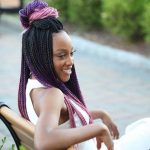 pink and ombre Box braids updo hairstyles