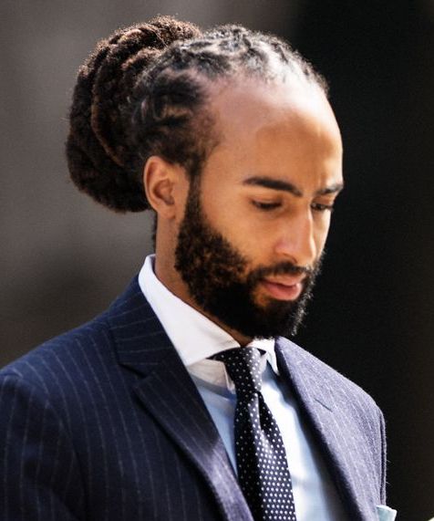 Formal oversized bun Long Hairstyles for Black Men