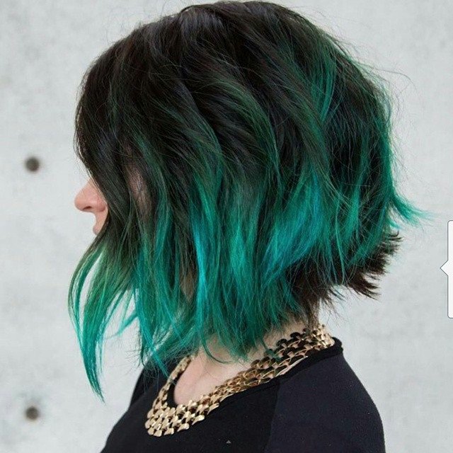 Green Ombre bob hairstyles 