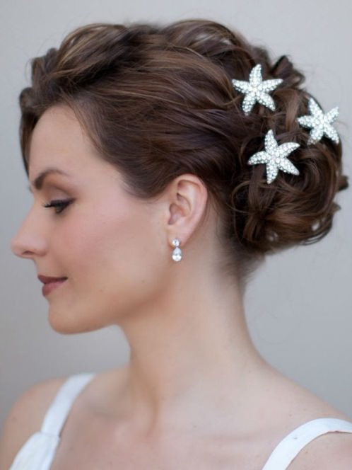 Updo with a Sea Star beach wedding hairstyles