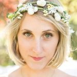 Straight Blunt with Flowery Tiara beach wedding hairstyles