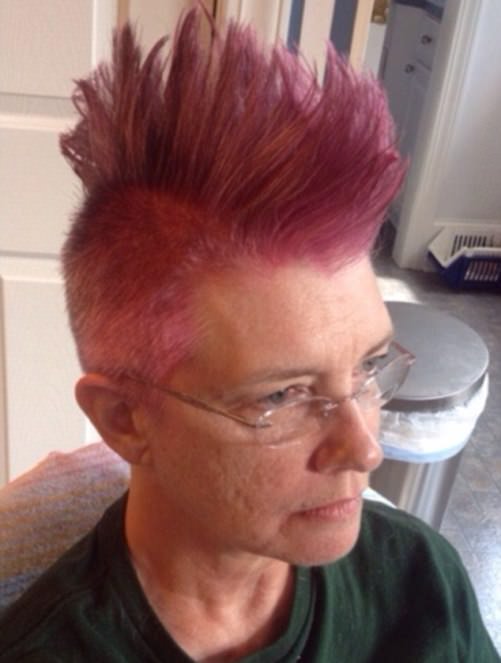 Fun Red Mohawk hairstyles for women over 70