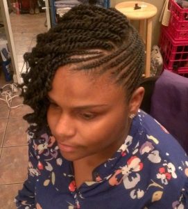  Side Bangs with Twisted Rolls twist hairstyles for natural hair