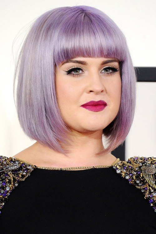 Front Bangs with Purple Shades grey hair trend