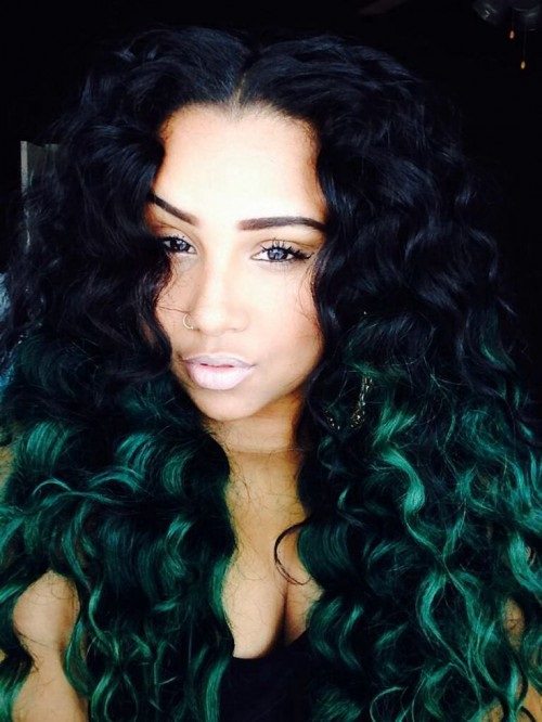 Gorgeous Green Black Curly Hairstyles