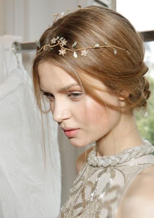 Updo with a Chain beach wedding hairstyles 