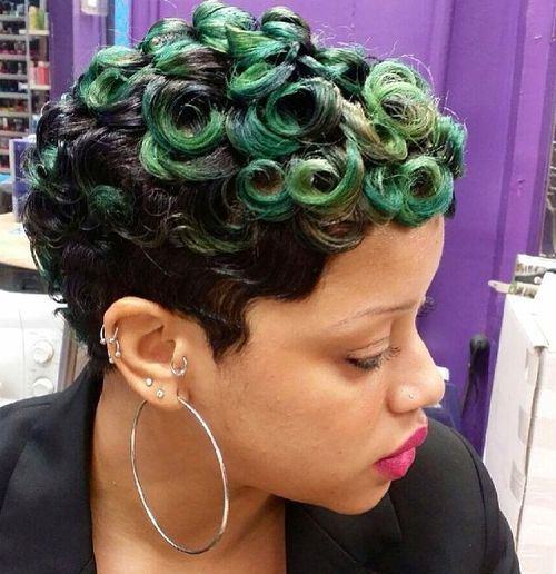 Fun Colored wavy pixie cuts