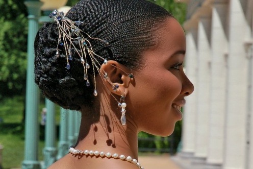 Updo with a Fancy Side Clip twist hairstyles for natural hair